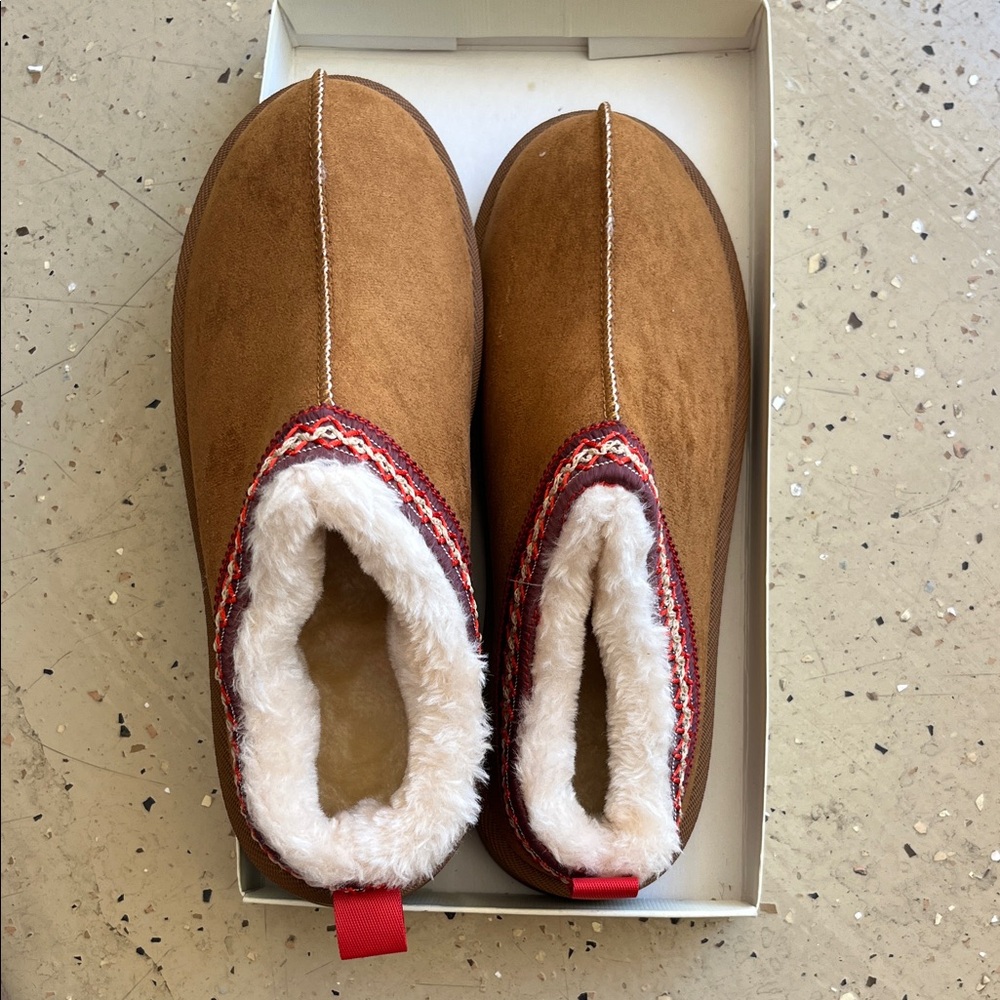 Warm Brown and Red Women's Slippers